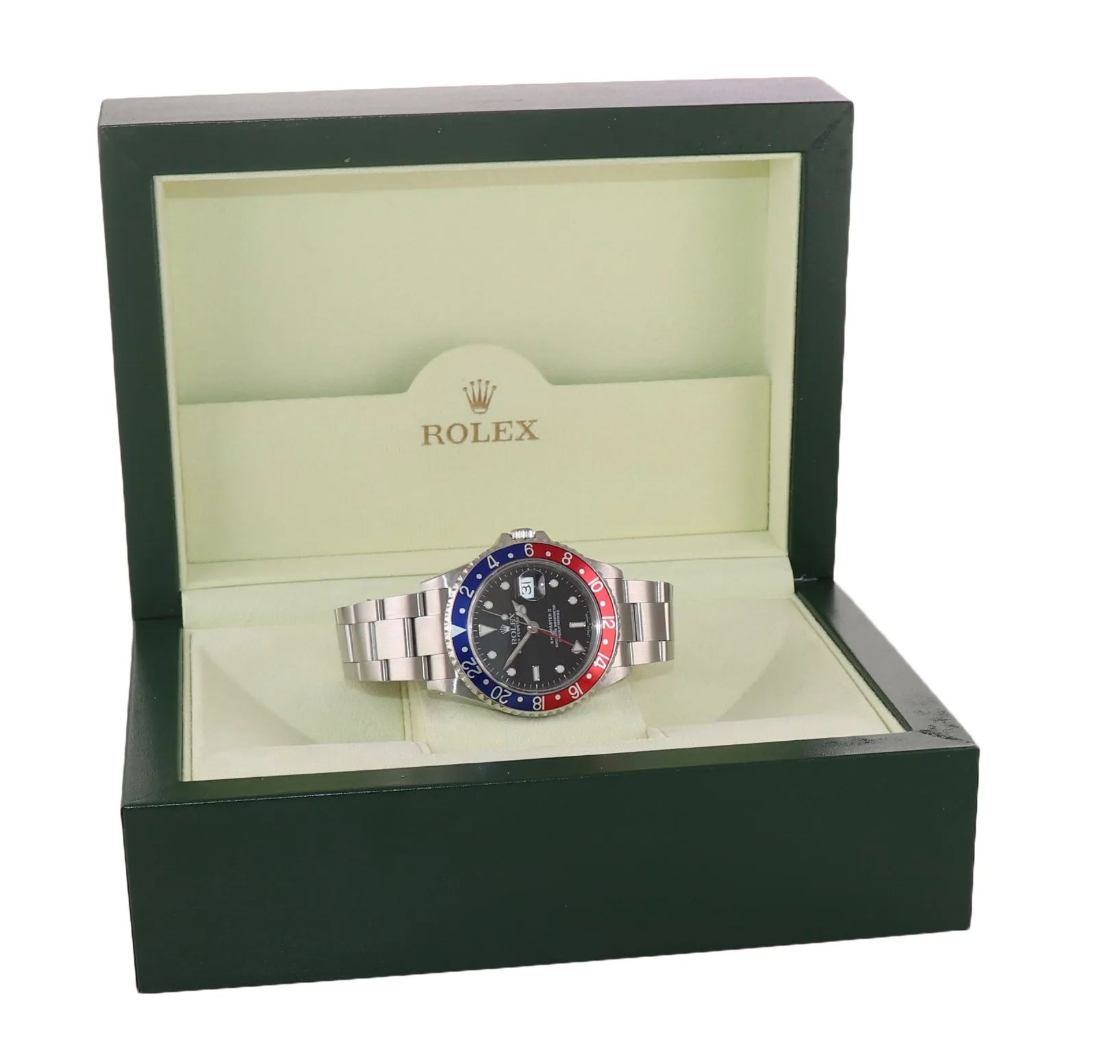 UNPOLISHED 2001 Rolex GMT-Master II Pepsi Steel Blue Red 16710 Watch SEL Box
