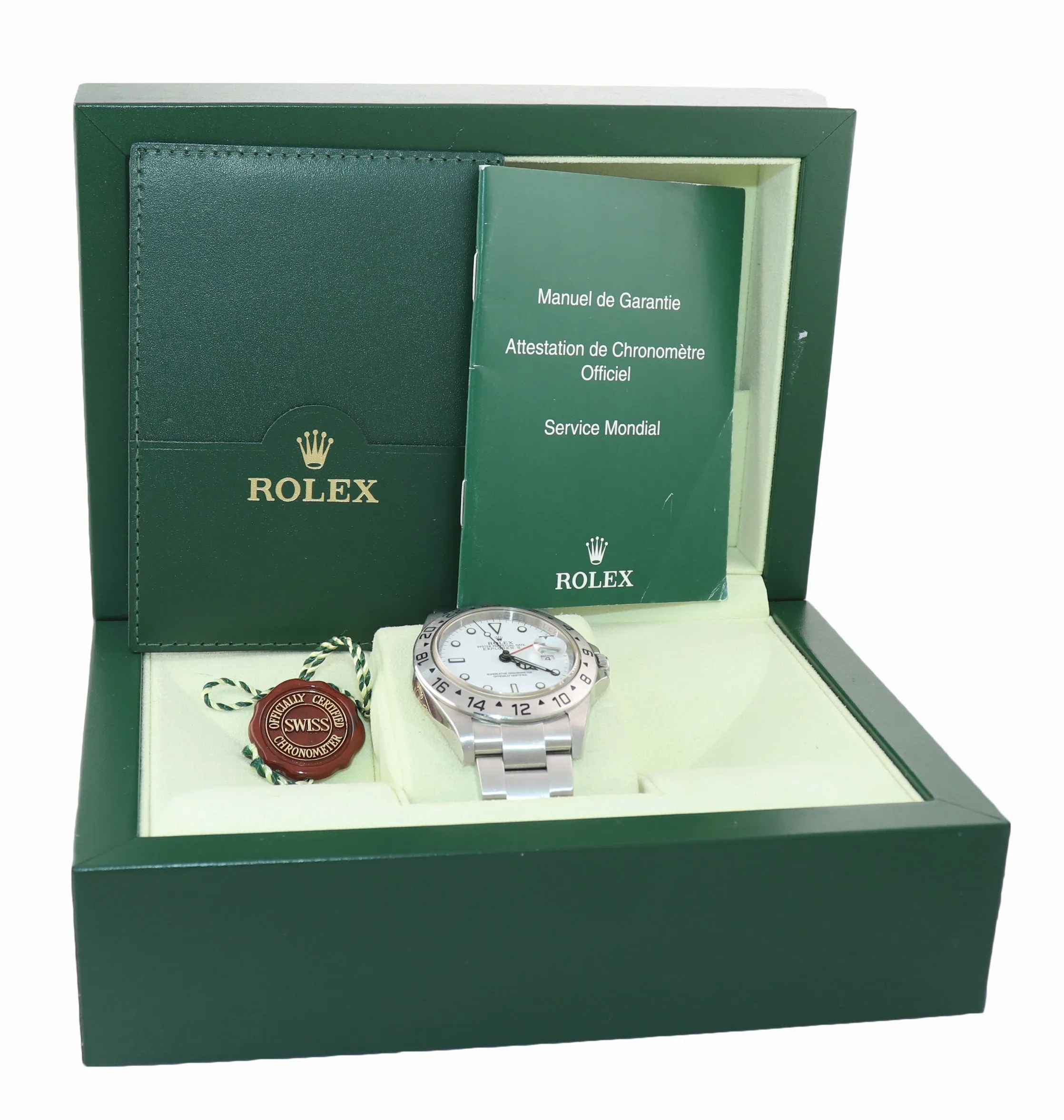 UNPOLISHED 3186 WHITE Rolex Explorer II 16570 Stainless Steel Date 40mm Watch