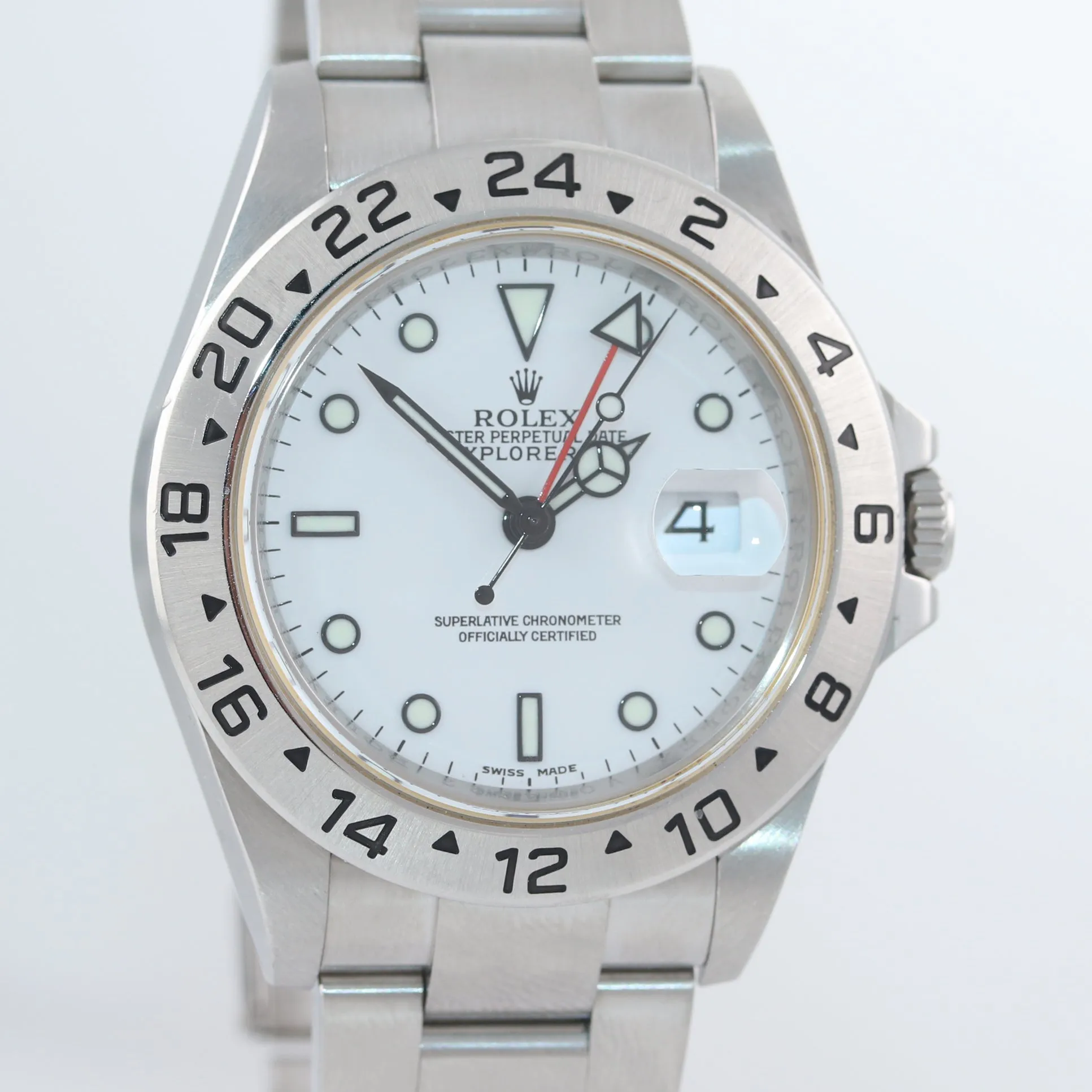 UNPOLISHED 3186 WHITE Rolex Explorer II 16570 Stainless Steel Date 40mm Watch