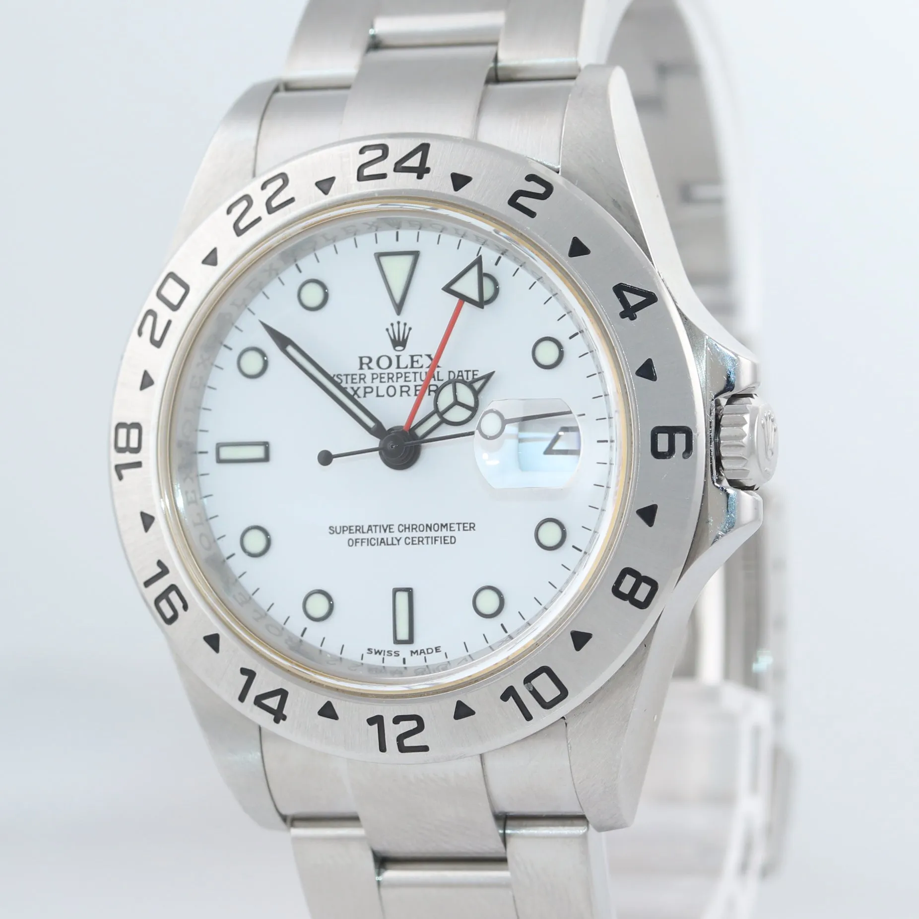 UNPOLISHED 3186 WHITE Rolex Explorer II 16570 Stainless Steel Date 40mm Watch