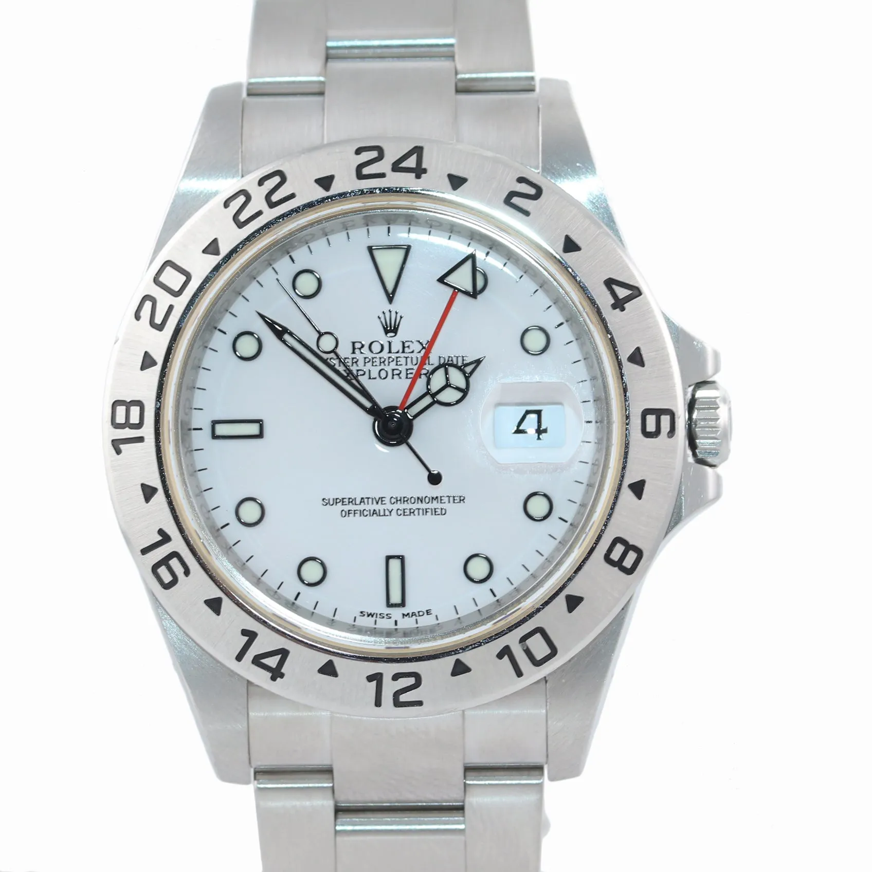 UNPOLISHED 3186 WHITE Rolex Explorer II 16570 Stainless Steel Date 40mm Watch