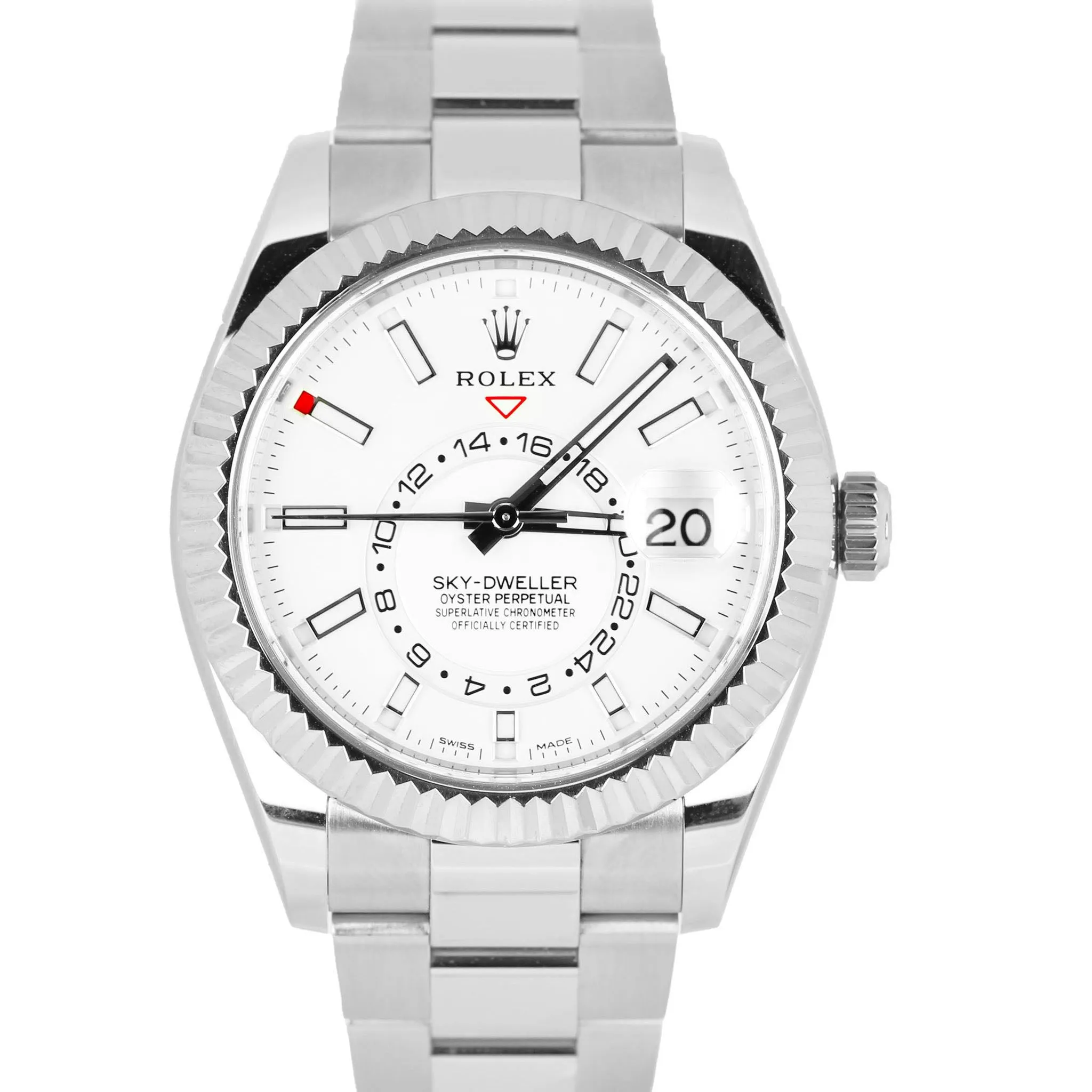 UNPOLISHED Rolex Sky-Dweller Stainless Steel White Gold Silver 42mm Watch 326934