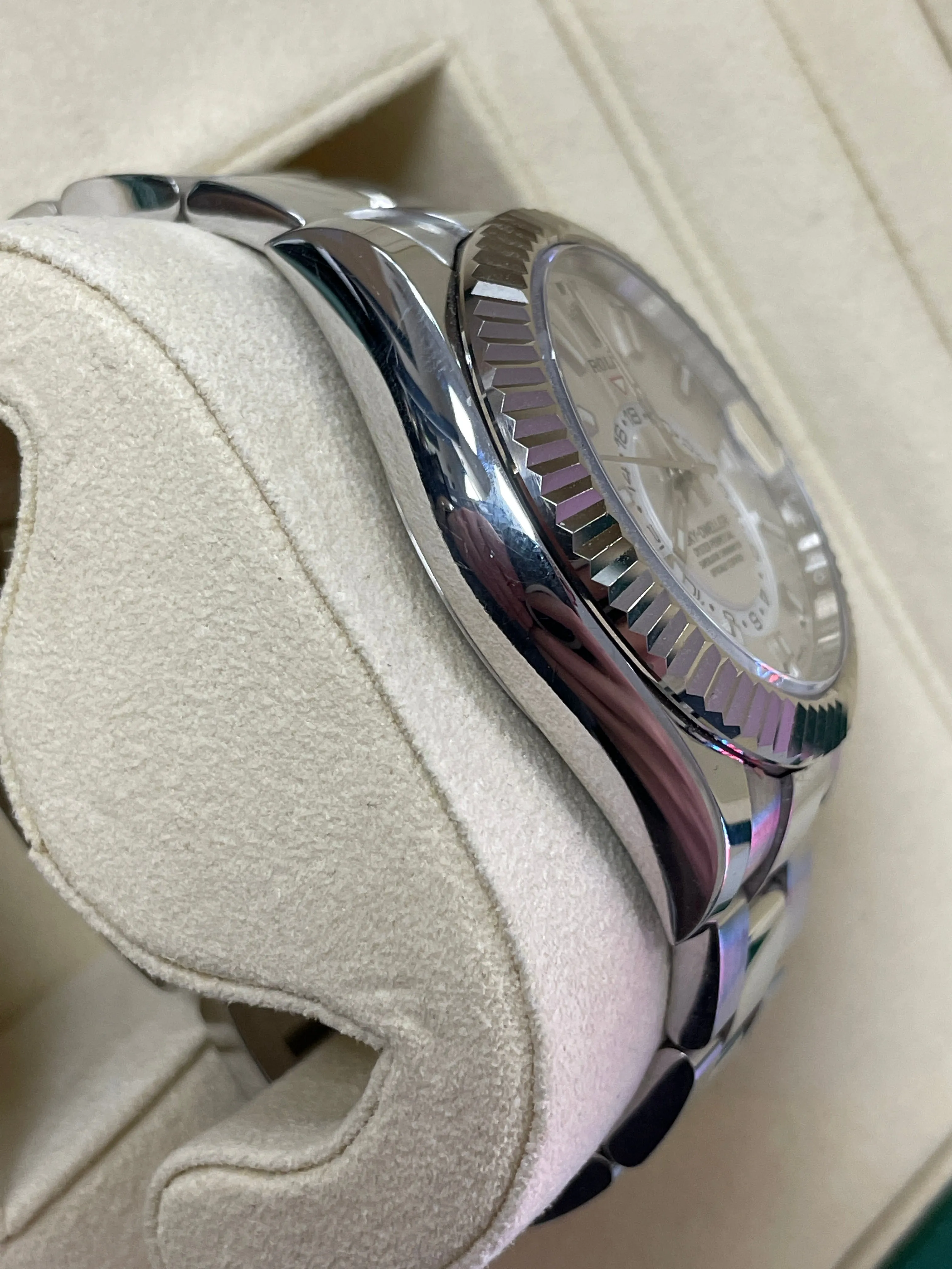 UNPOLISHED Rolex Sky-Dweller Stainless Steel White Gold Silver 42mm Watch 326934