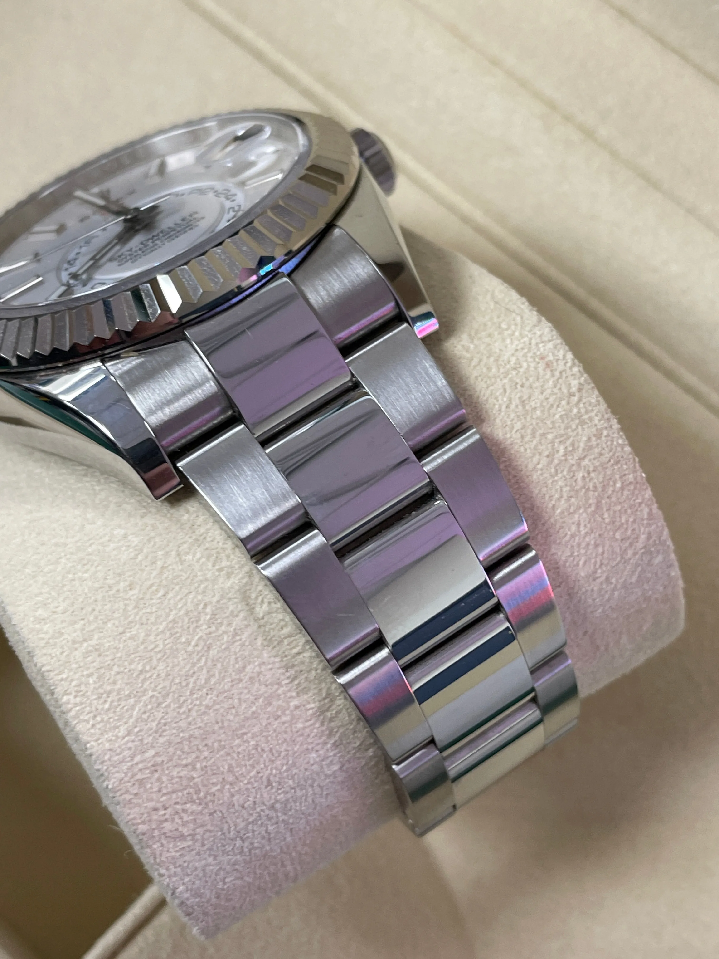 UNPOLISHED Rolex Sky-Dweller Stainless Steel White Gold Silver 42mm Watch 326934