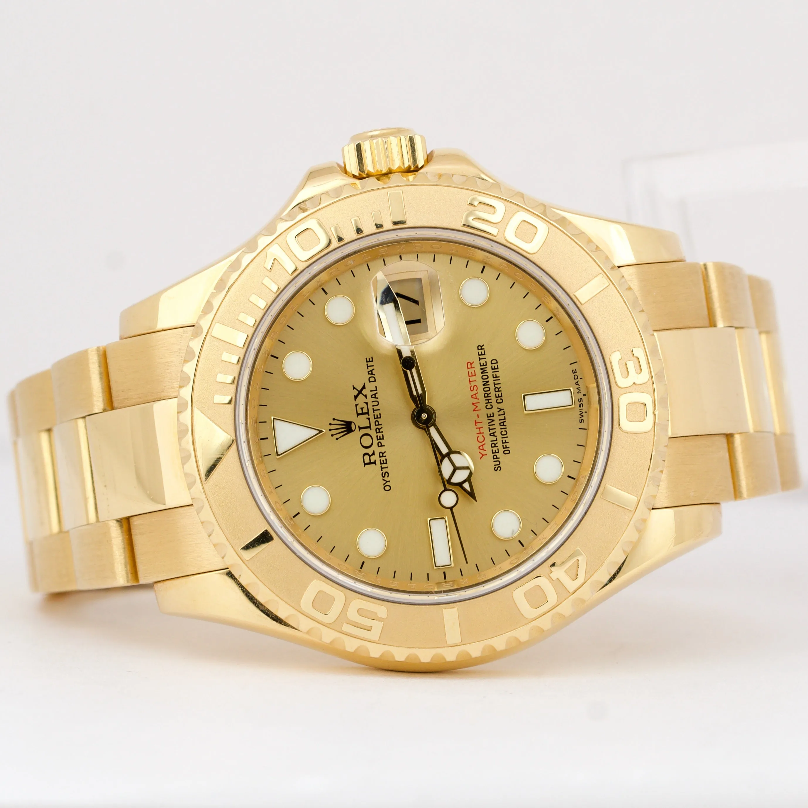 UNPOLISHED Rolex Yacht-Master 40 REHAUT Champagne 18K Gold NO-HOLES 16628 40mm