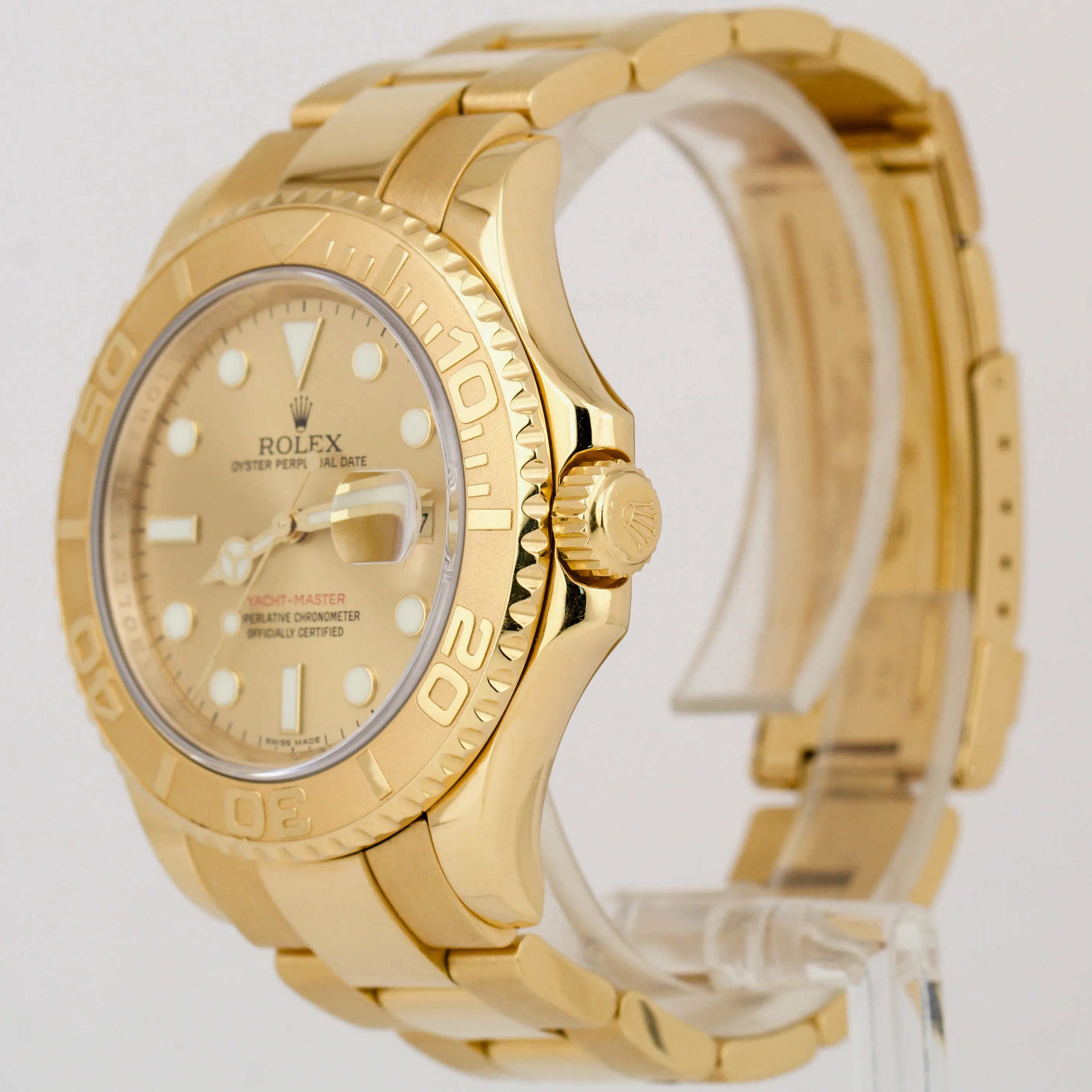 UNPOLISHED Rolex Yacht-Master 40 REHAUT Champagne 18K Gold NO-HOLES 16628 40mm