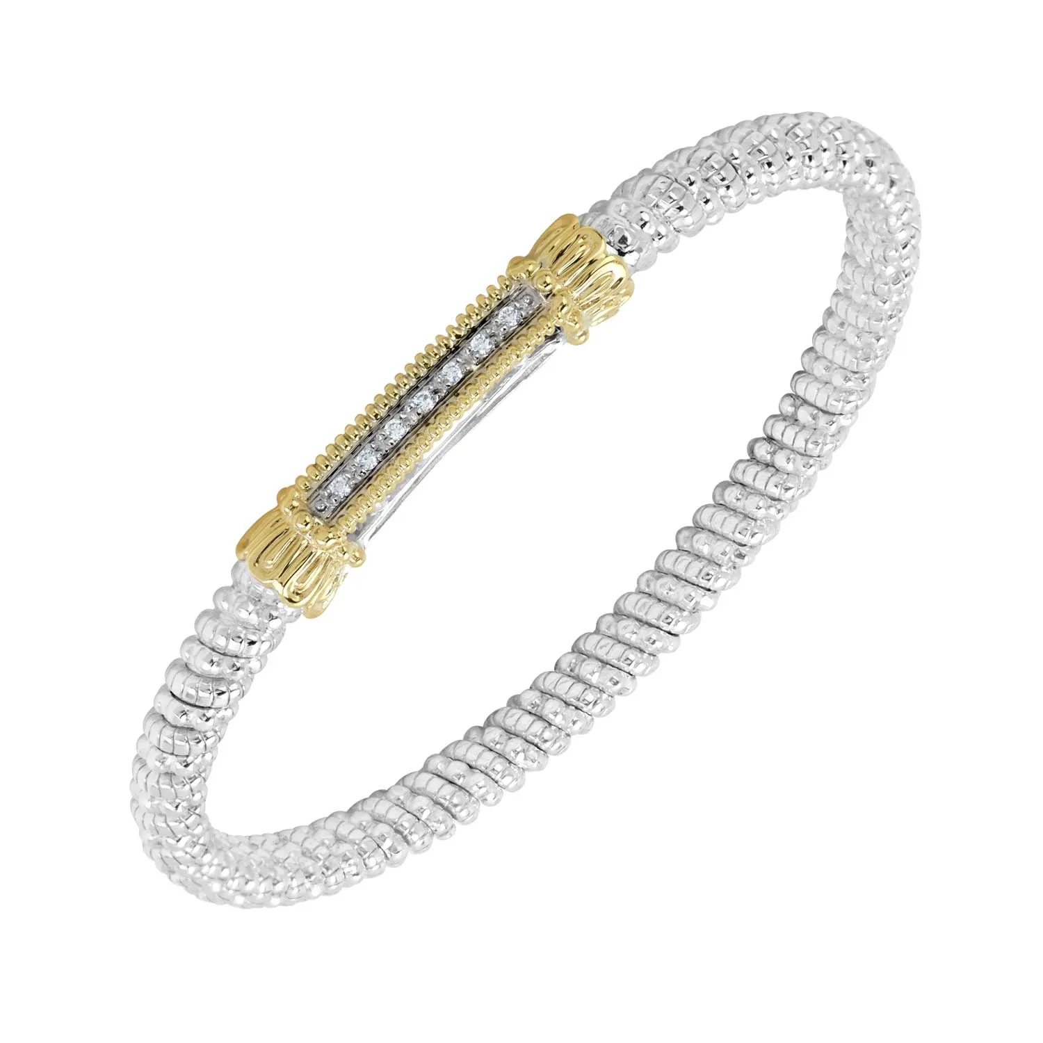 Vahan Sterling Silver and 14k Yellow Gold Moiré Beaded Diamond – 22445D04
