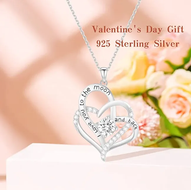 Valentine Day Suprise For Her with Dual Heart Necklace