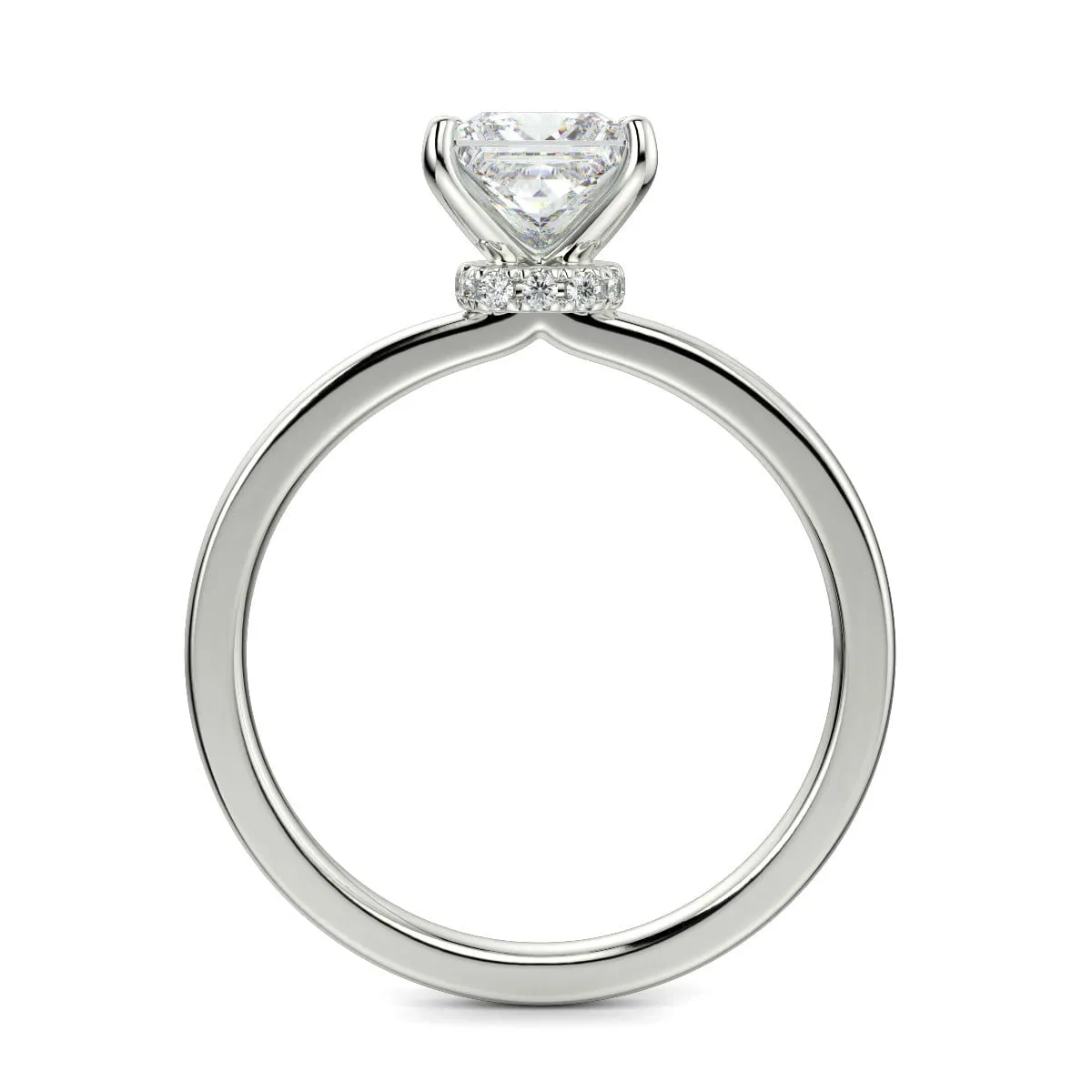Valeria Princess Cut Hidden Halo Solitaire 4 Prong Claw Set Engagement Ring Setting