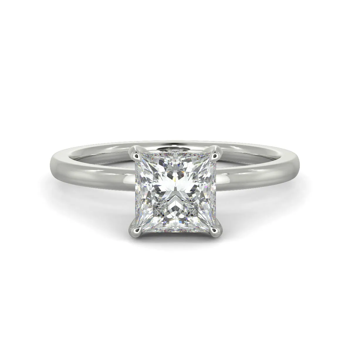Valeria Princess Cut Hidden Halo Solitaire 4 Prong Claw Set Engagement Ring Setting