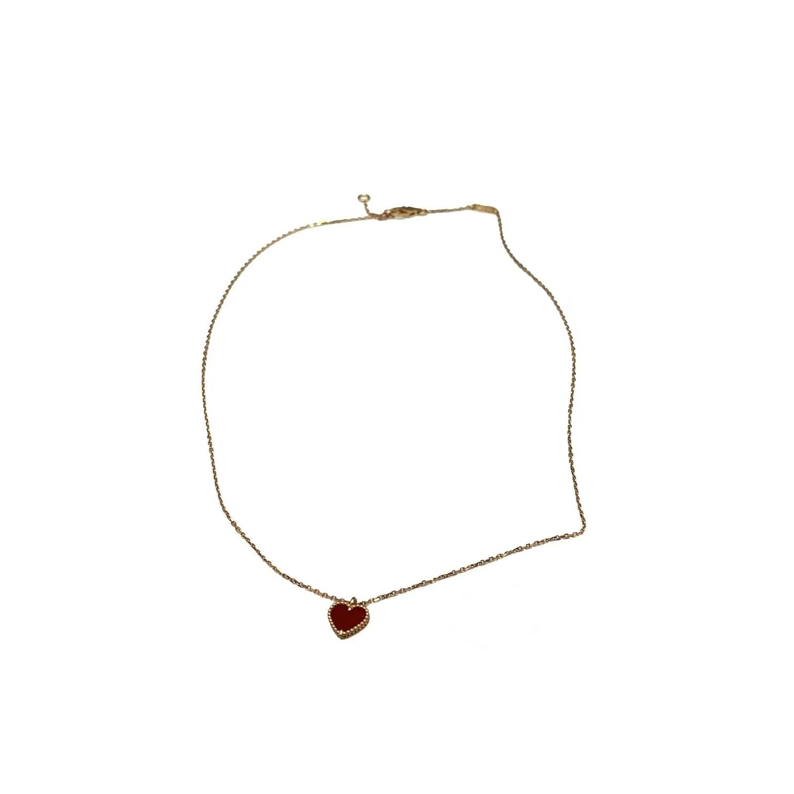 Van Cleef & Arpels-Sweet Alhambra heart Pendent 18K Carnelian-Rose Gold Necklace