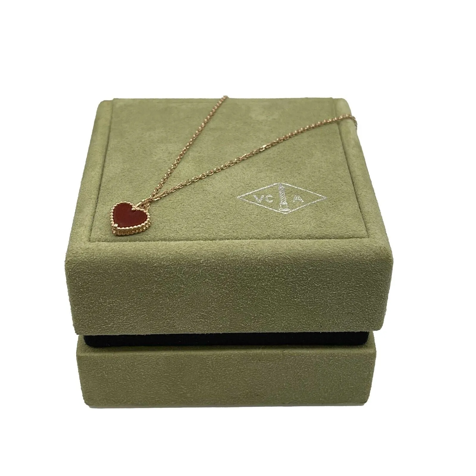 Van Cleef & Arpels-Sweet Alhambra heart Pendent 18K Carnelian-Rose Gold Necklace