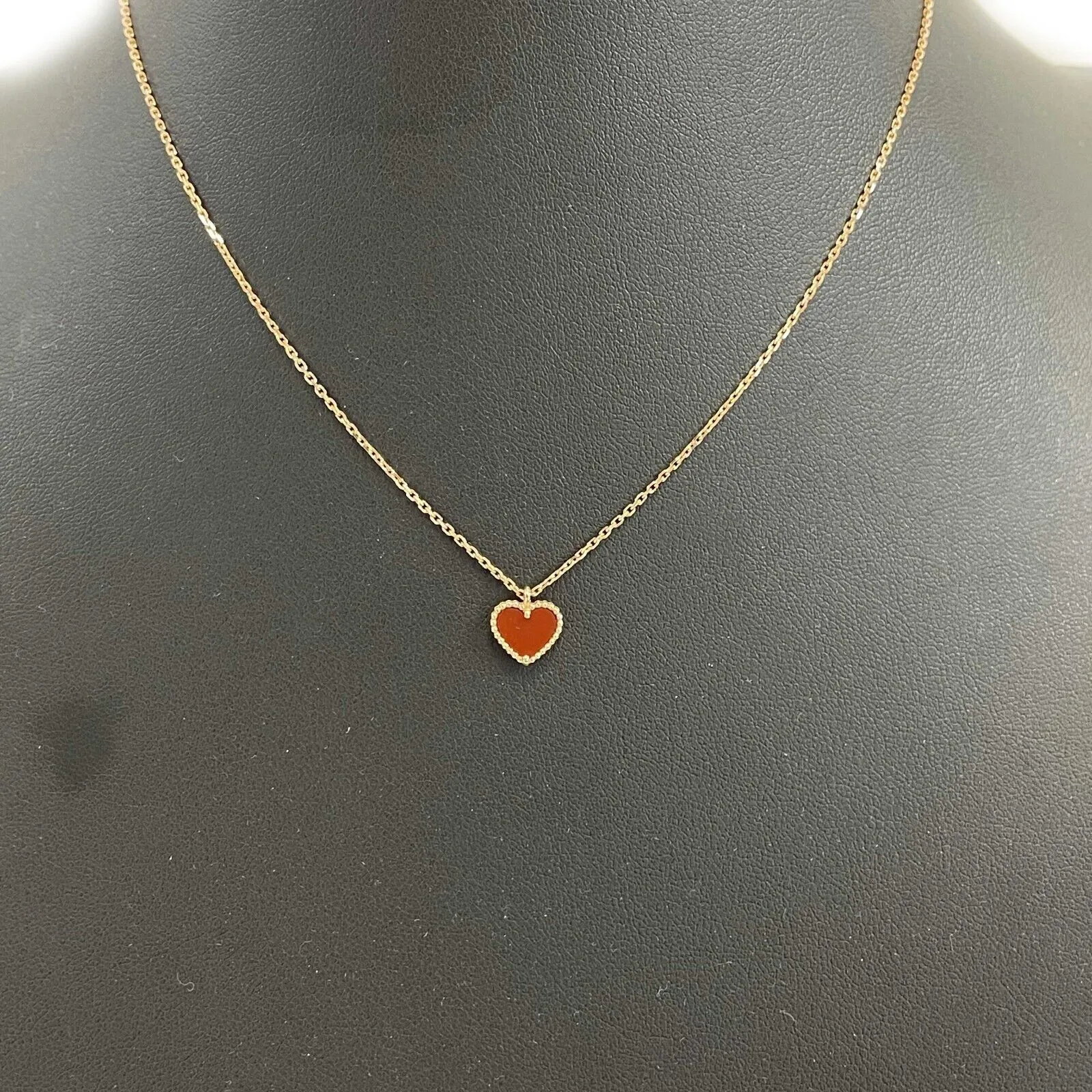Van Cleef & Arpels-Sweet Alhambra heart Pendent 18K Carnelian-Rose Gold Necklace