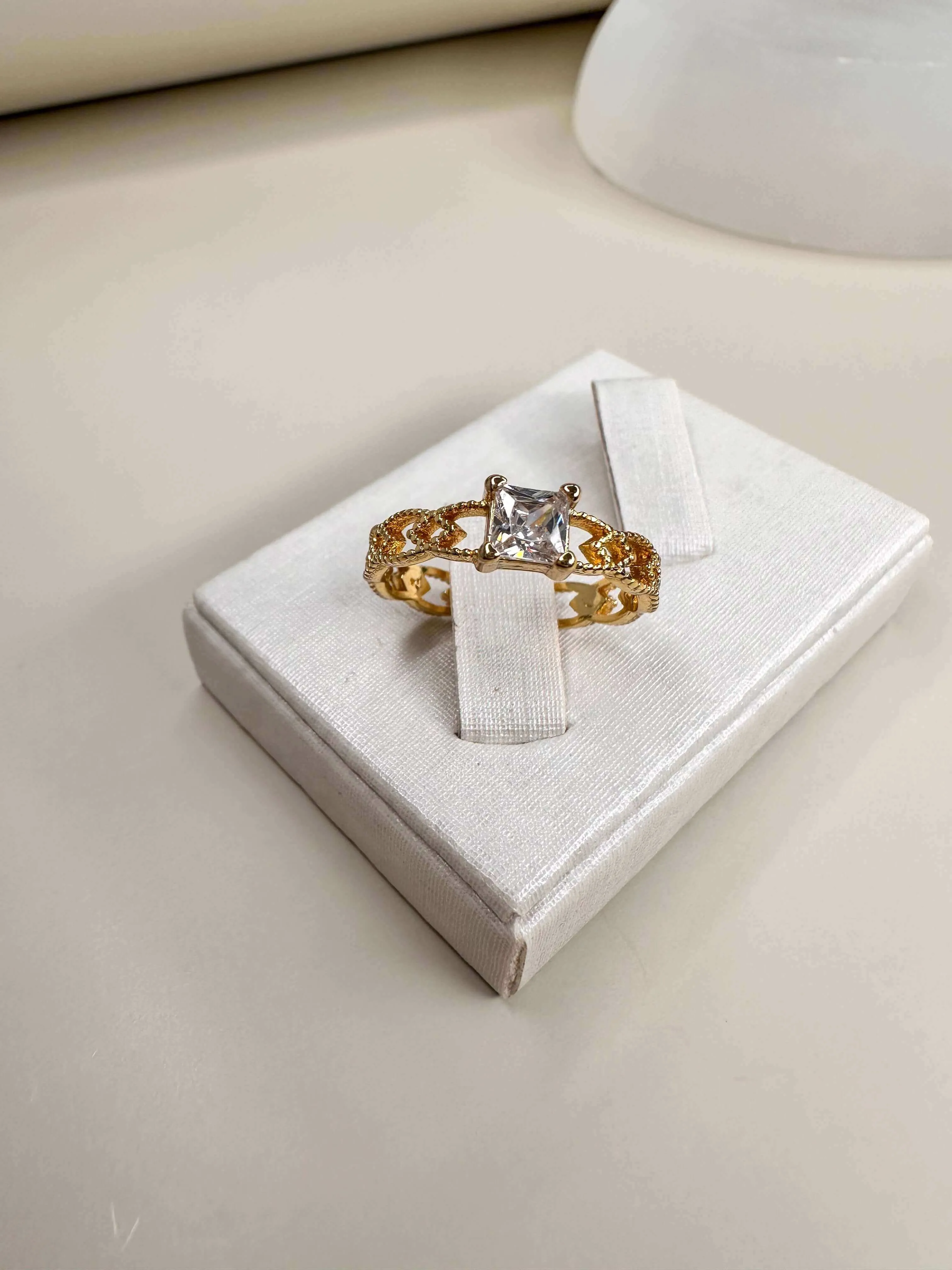 Velani Design Ring with Solitaire Square CZ