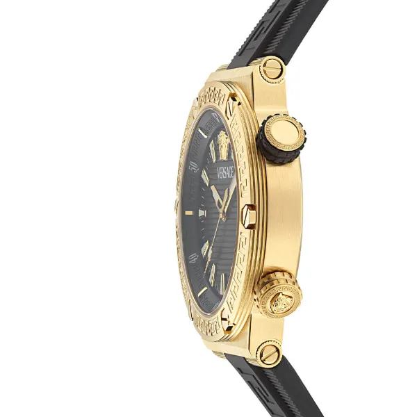 Versace Greca Logo Divers Black Silicone Strap Black Dial Quartz Watch for Gents - VE8G00324