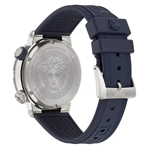 Versace Greca Logo Divers Blue Silicone Strap Blue Dial Quartz Watch for Gents - VE8G00124