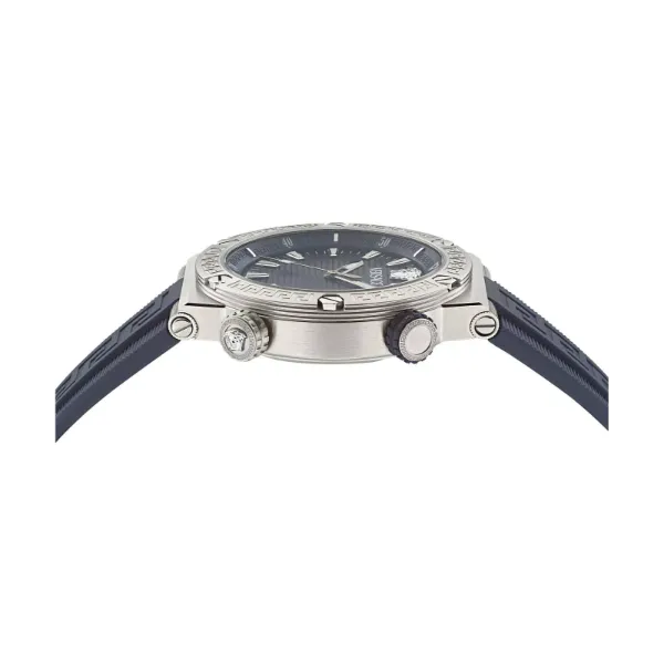 Versace Greca Logo Divers Blue Silicone Strap Blue Dial Quartz Watch for Gents - VE8G00124