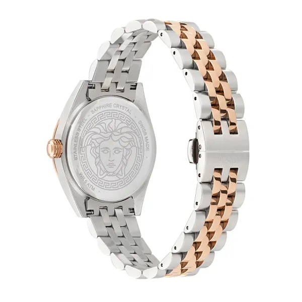 Versace V-Code Two-tone Stainless Steel White Dial Quartz Watch for Ladies - VE8I00624