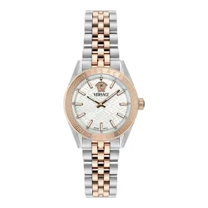 Versace V-Code Two-tone Stainless Steel White Dial Quartz Watch for Ladies - VE8I00624