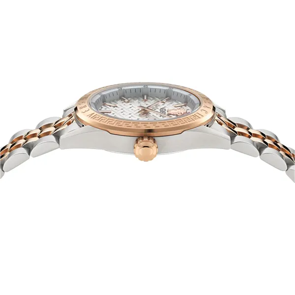 Versace V-Code Two-tone Stainless Steel White Dial Quartz Watch for Ladies - VE8I00624