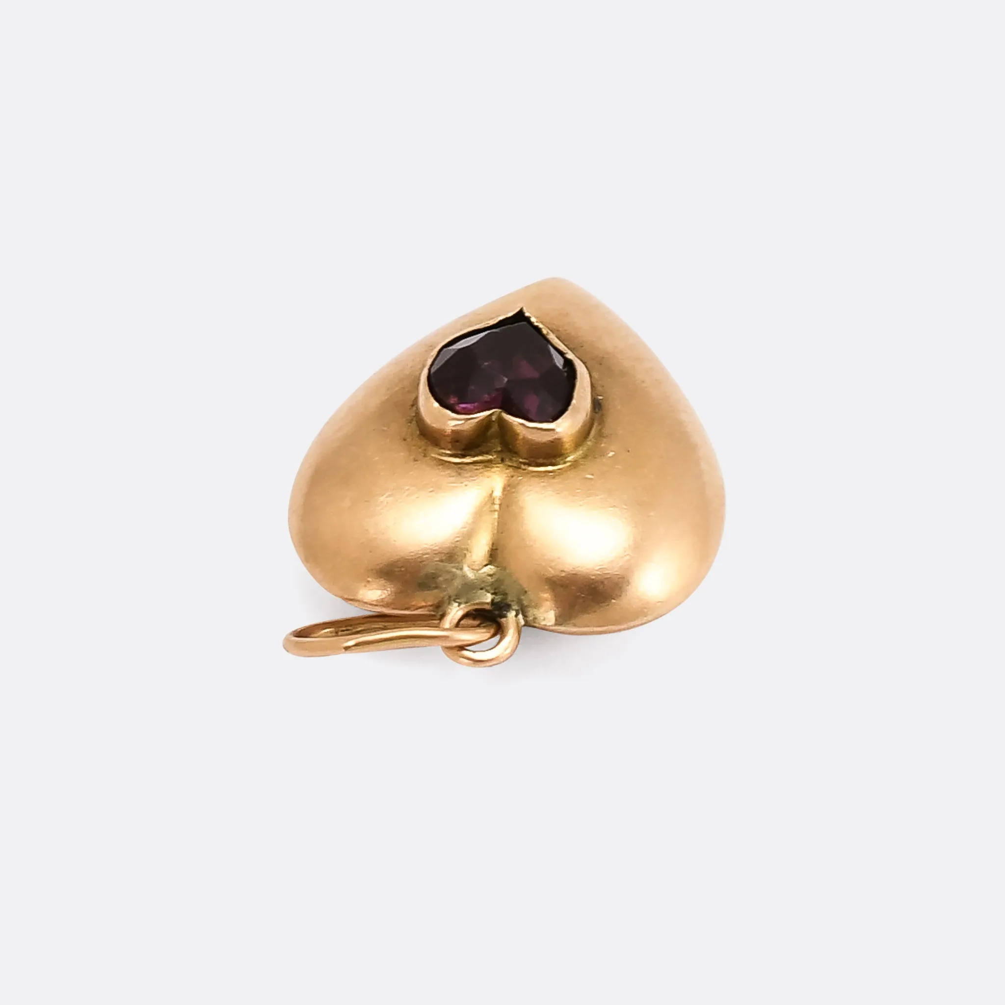 Victorian Garnet Puffed Heart Pendant
