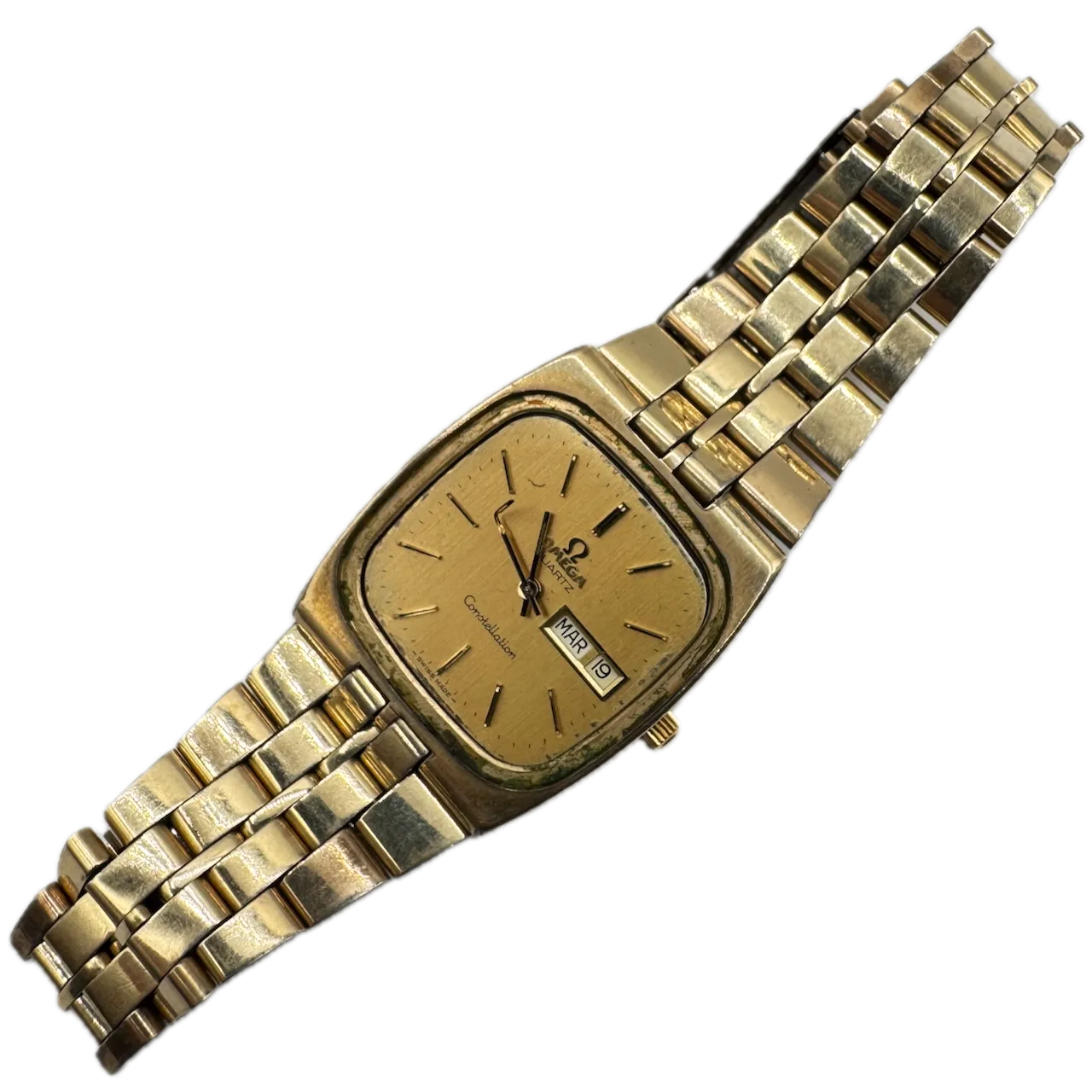 Vintage 33mm Omega Constellation Day Date Men's Quartz Wristwatch Swiss 10k GF