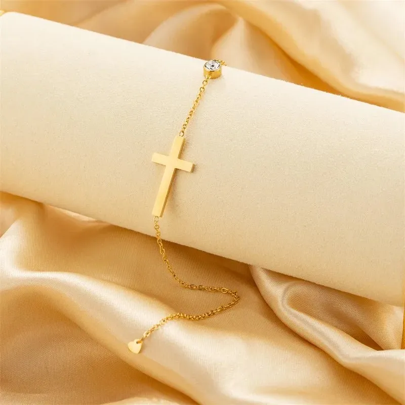 Vintage 4mm Diamond Cross Bracelet