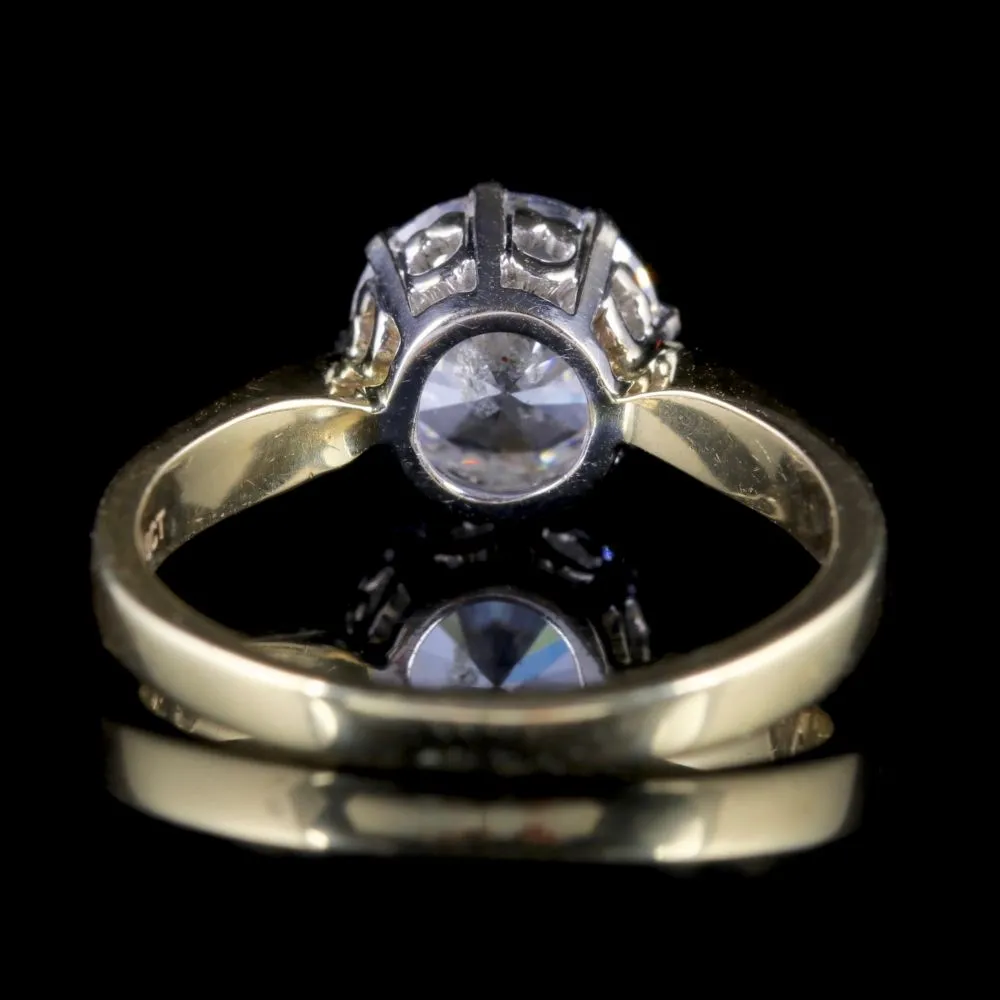 Vintage Paste Solitaire Ring 18Ct Gold Silver Circa 1960