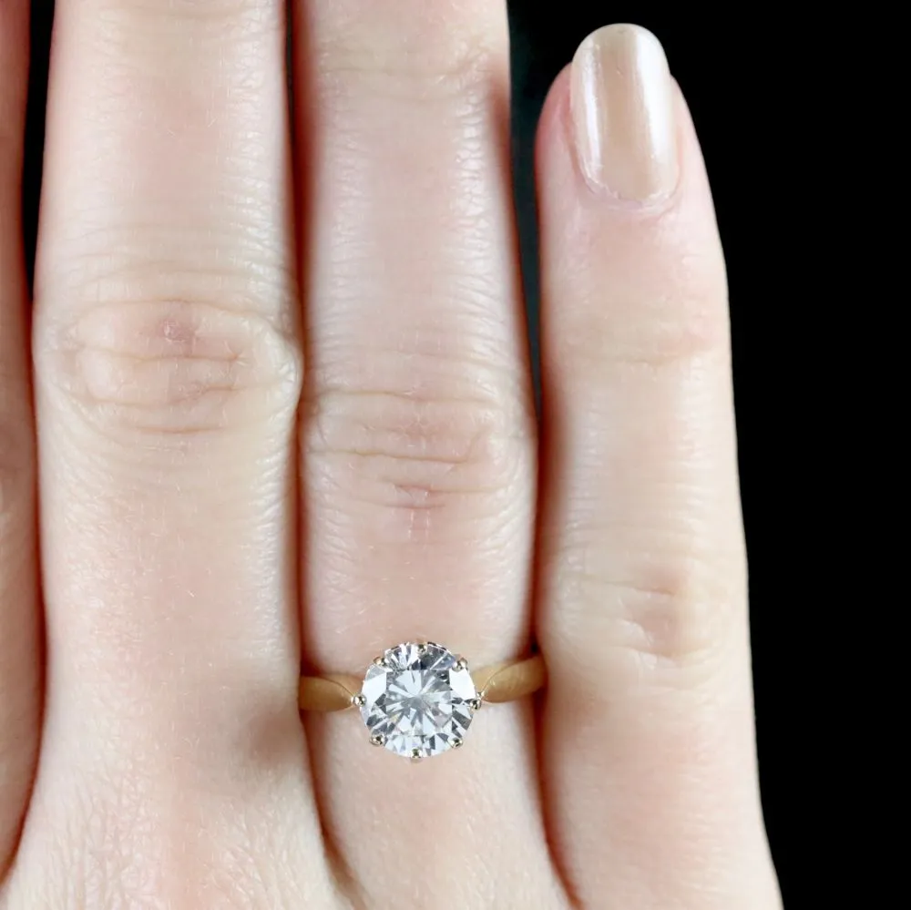 Vintage Paste Solitaire Ring 18Ct Gold Silver Circa 1960