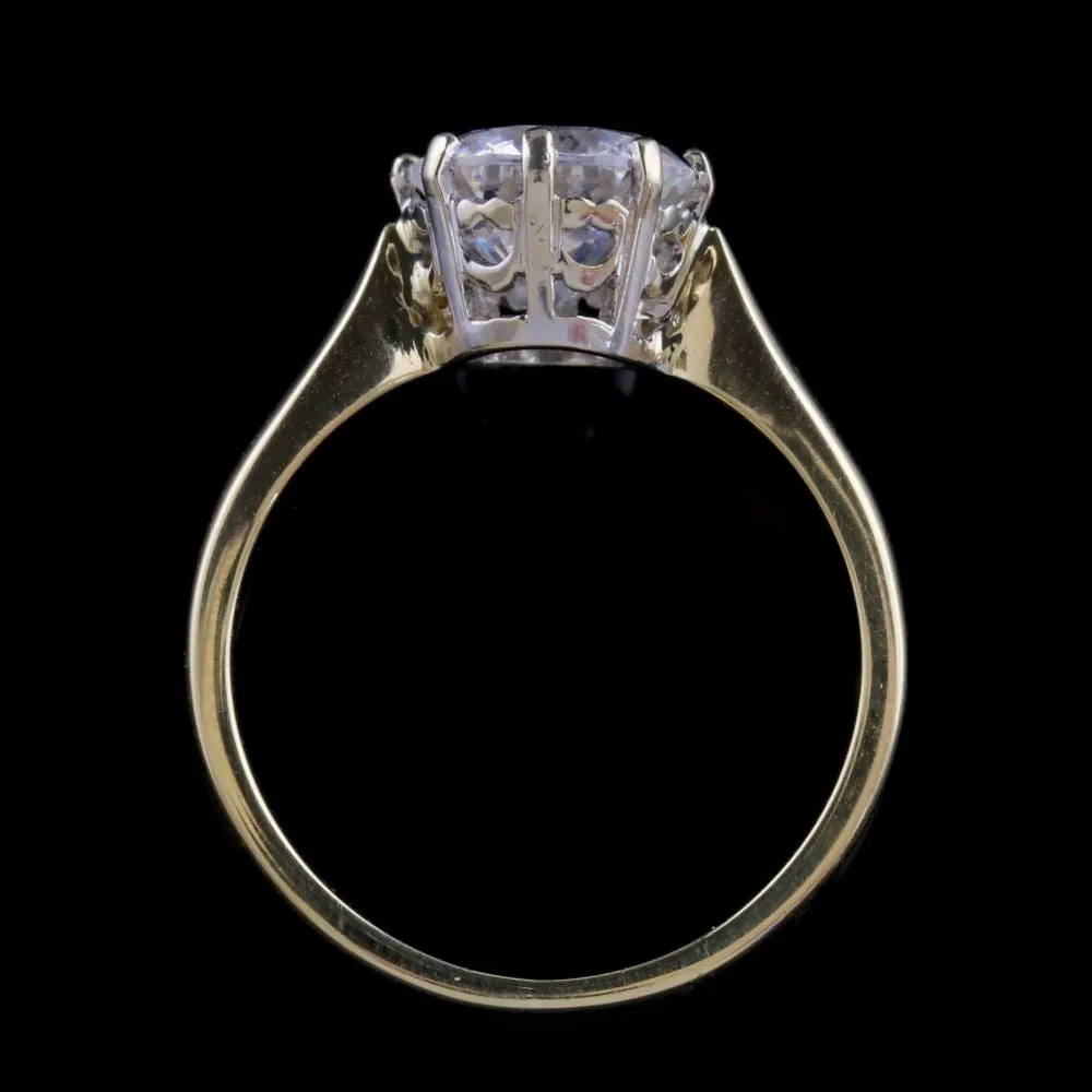 Vintage Paste Solitaire Ring 18Ct Gold Silver Circa 1960