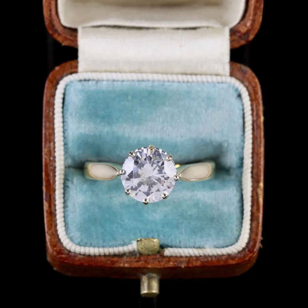 Vintage Paste Solitaire Ring 18Ct Gold Silver Circa 1960