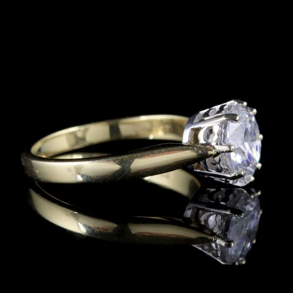 Vintage Paste Solitaire Ring 18Ct Gold Silver Circa 1960