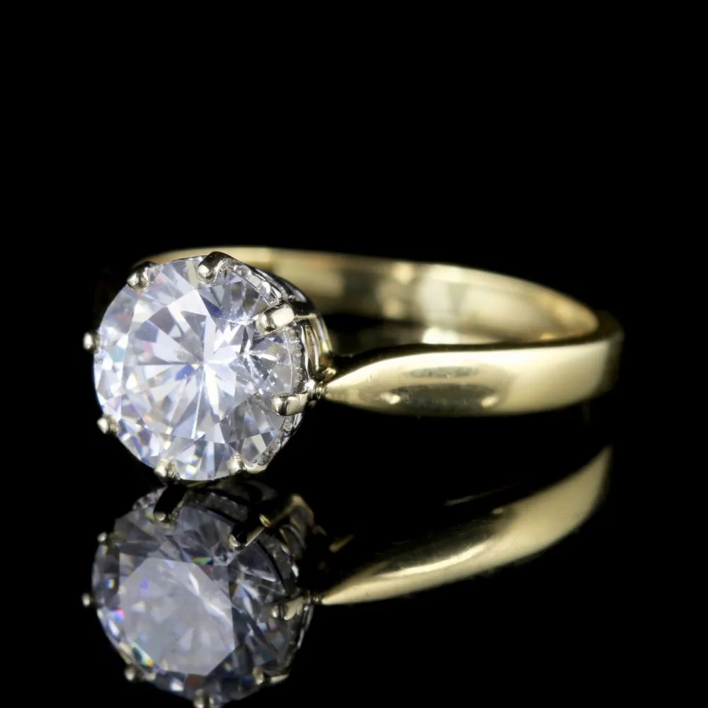 Vintage Paste Solitaire Ring 18Ct Gold Silver Circa 1960