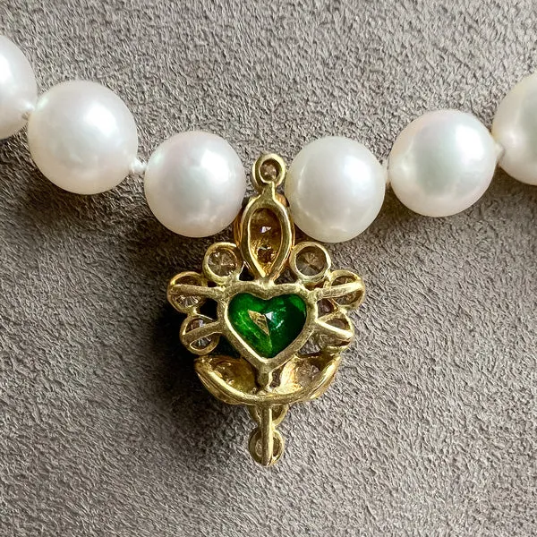 Vintage Pearl, Ruby, Emerald & Diamond Necklace