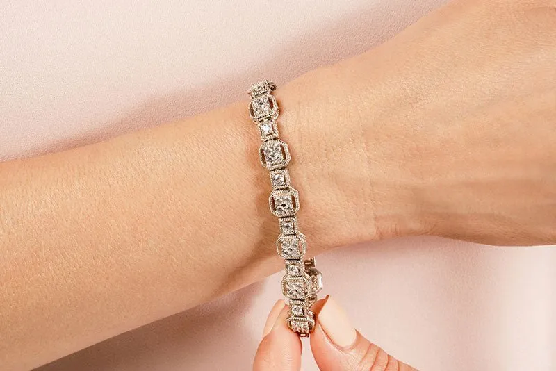 Vintage Quad Square Diamond Bracelet with 3.97 ct.(finished) 2.3mm, 3mm
