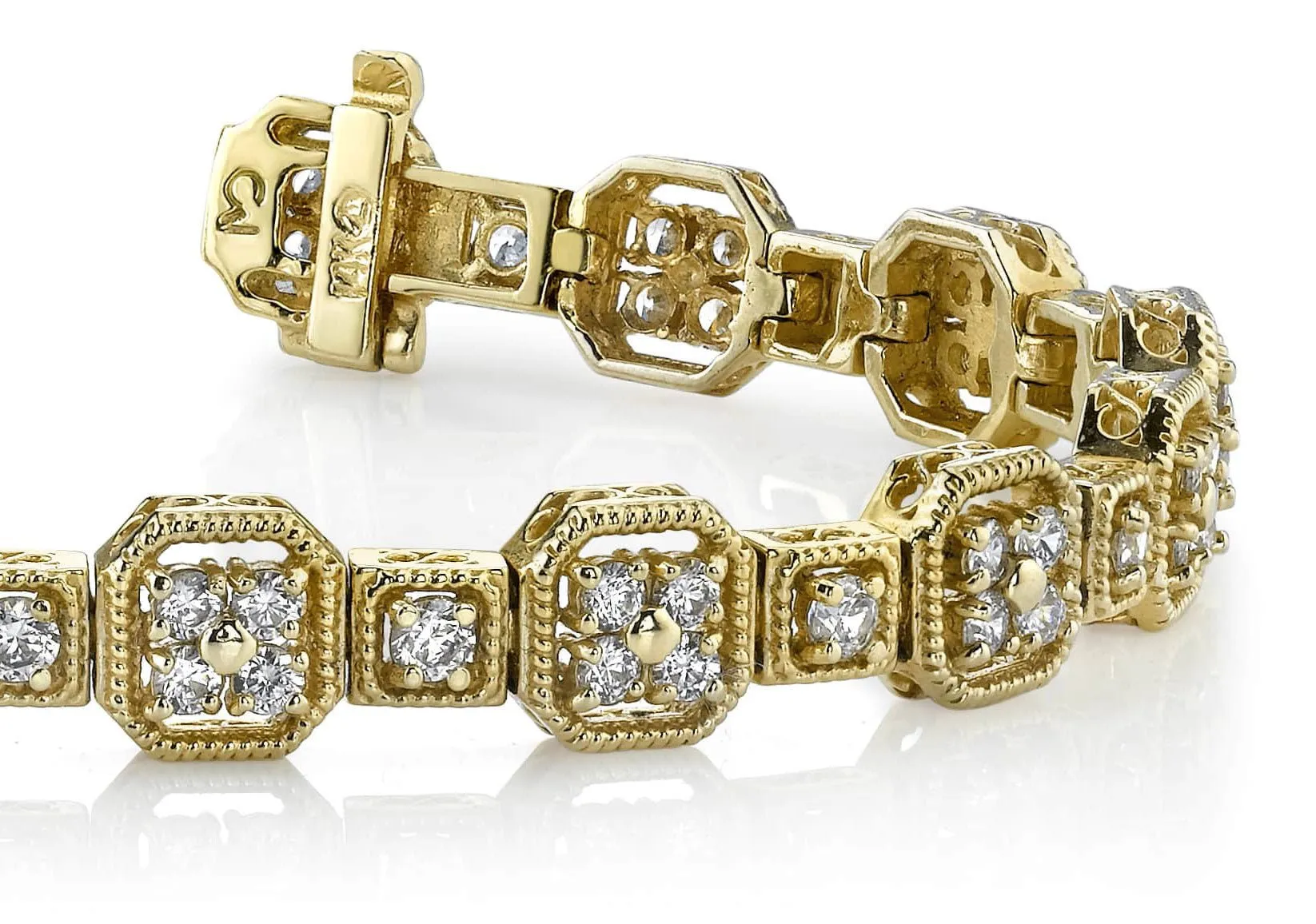 Vintage Quad Square Diamond Bracelet with 3.97 ct.(finished) 2.3mm, 3mm