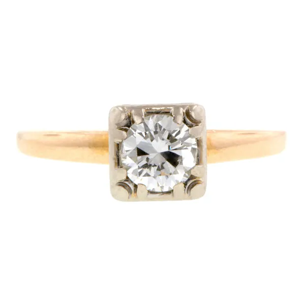 Vintage Solitaire Engagement Ring, RBC 0.52ct