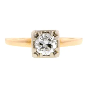 Vintage Solitaire Engagement Ring, RBC 0.52ct