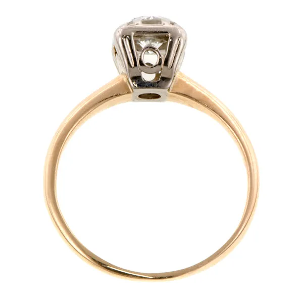 Vintage Solitaire Engagement Ring, RBC 0.52ct
