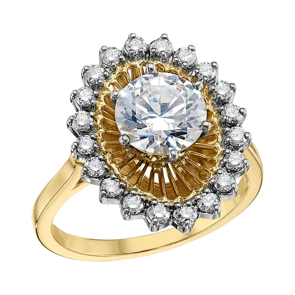 Vintage Style Diamond Spoke Halo Engagement Rings