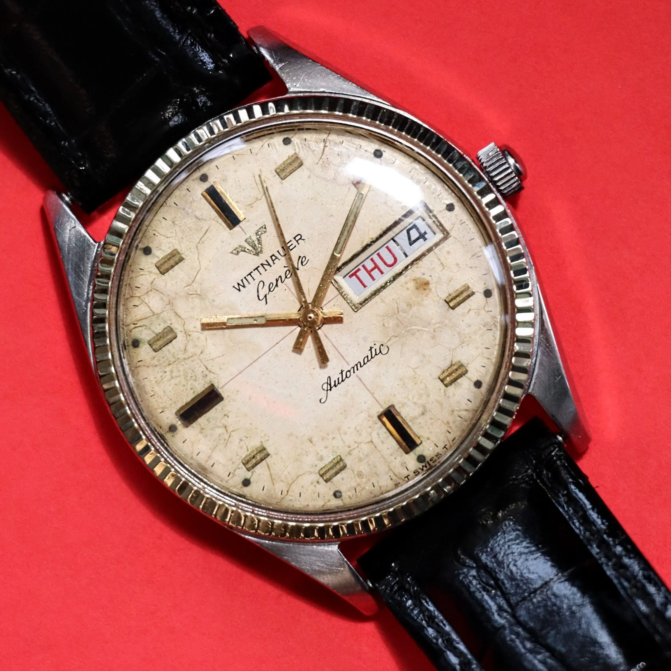 Vintage WITTNAUER Automatic Watch 17 Jewels D11KAS-1 Day/Date Wristwatch 10K Gold Cap