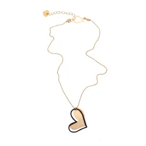 Violet - 24K gold & black heart necklace