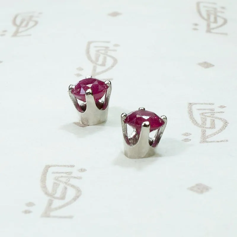 Vivid Vintage Ruby Studs in Platinum