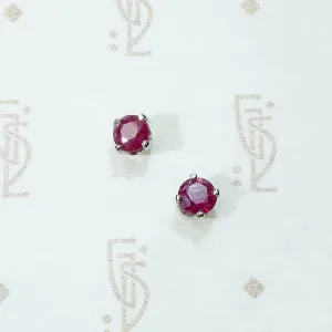 Vivid Vintage Ruby Studs in Platinum