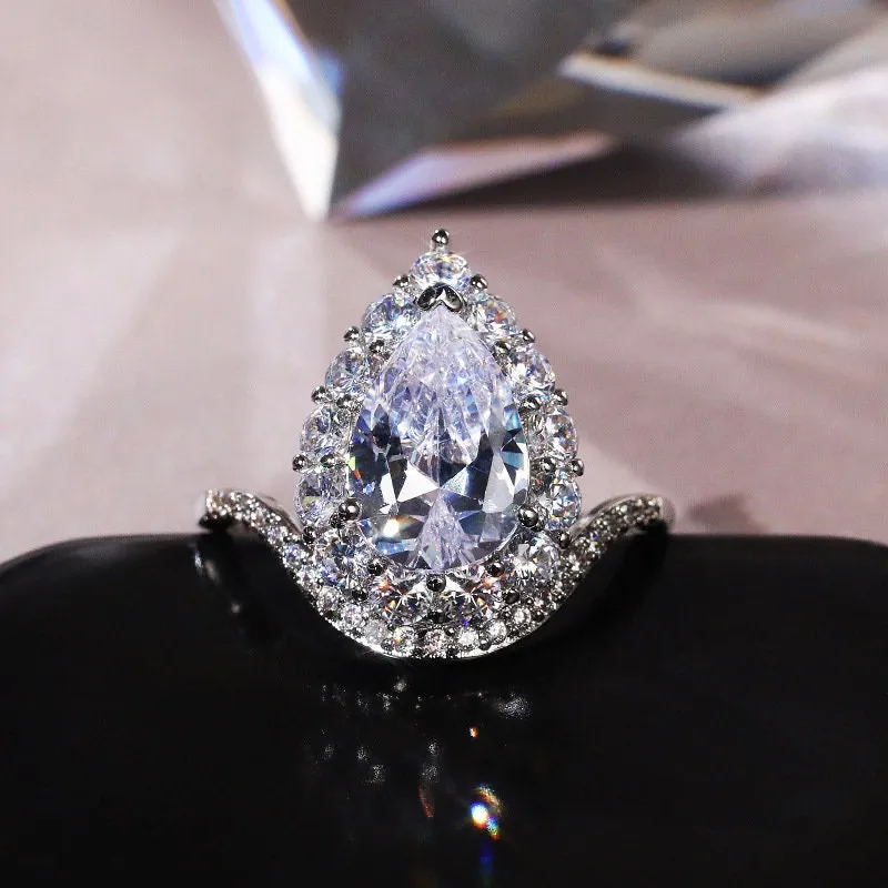 Water Drop Ring | Pear Shape Ring | Tear Drop Diamond Ring | Engagement Ring Diamond | Pear Shaped Engagement Ring | Teardrop Ring