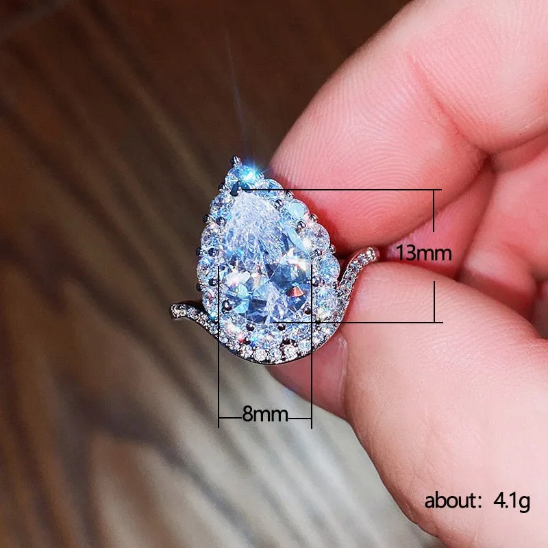 Water Drop Ring | Pear Shape Ring | Tear Drop Diamond Ring | Engagement Ring Diamond | Pear Shaped Engagement Ring | Teardrop Ring