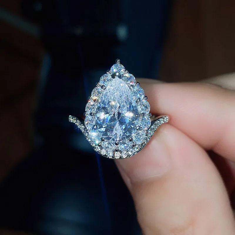 Water Drop Ring | Pear Shape Ring | Tear Drop Diamond Ring | Engagement Ring Diamond | Pear Shaped Engagement Ring | Teardrop Ring