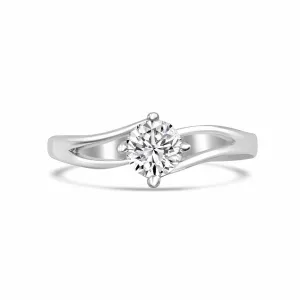 Wave Minimal Solitaire Sterling Silver Ring
