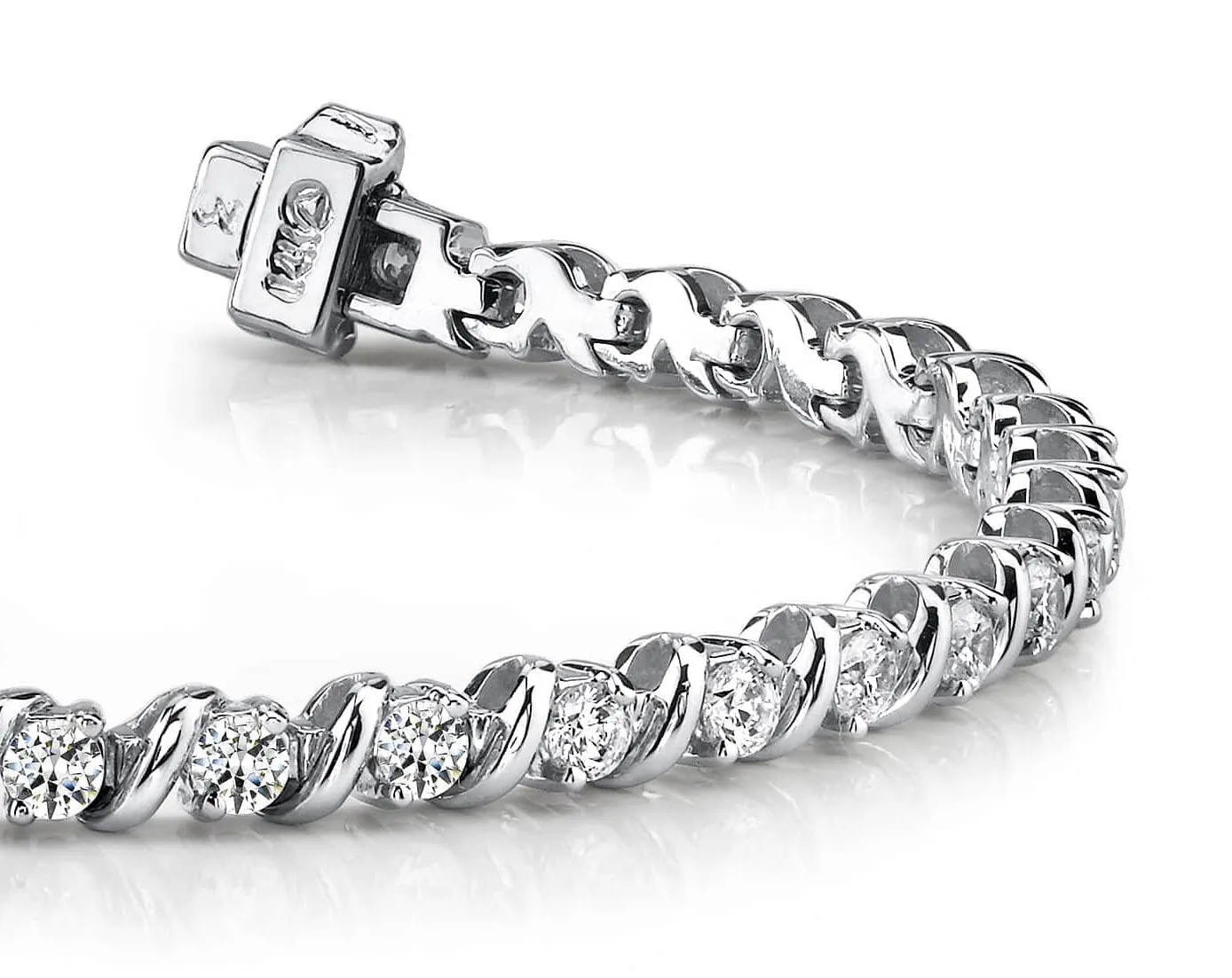 Wavy Hood Link Lab-Grown Diamond Tennis Bracelet with 1.98 ct.(finished) 2.25mm