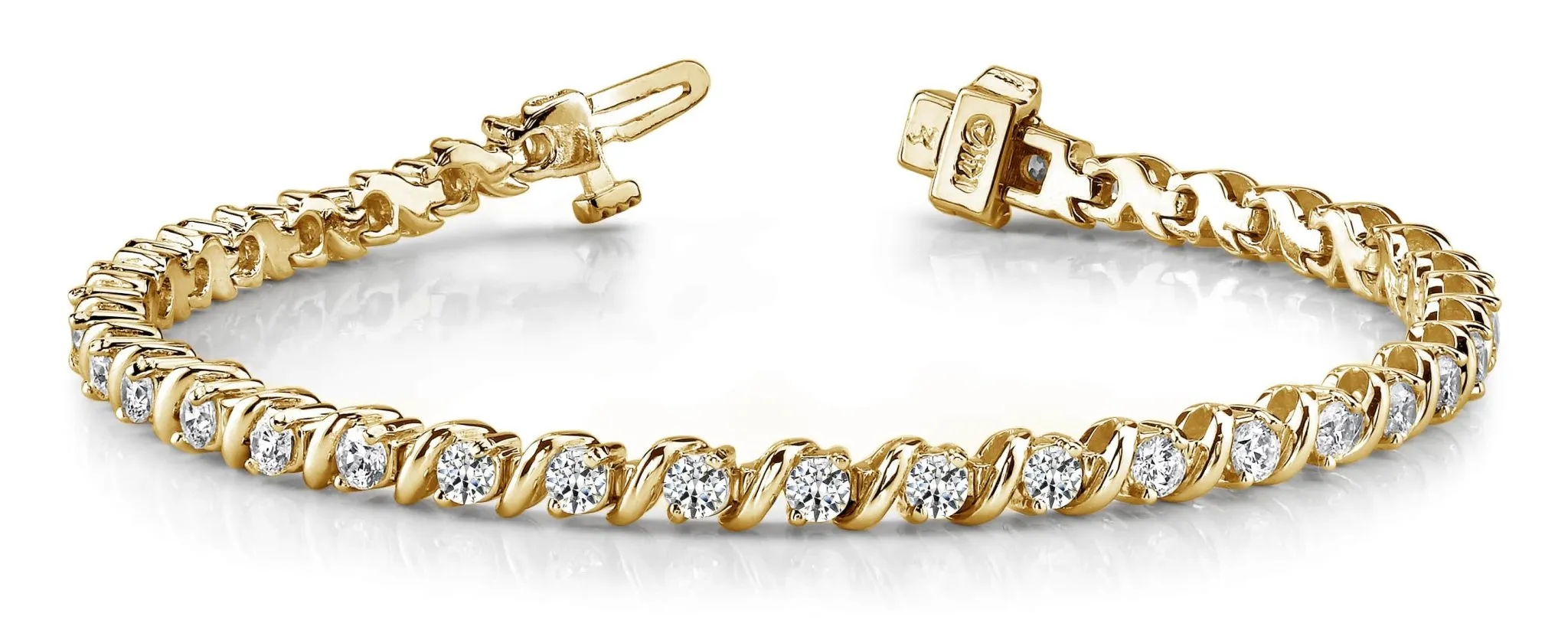 Wavy Hood Link Lab-Grown Diamond Tennis Bracelet with 1.98 ct.(finished) 2.25mm